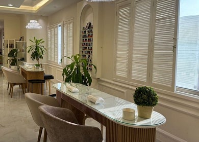 Elegant interior of Viola Beauty Salon with stylish decor, Al Mubarraz, Eastern Province, SA.