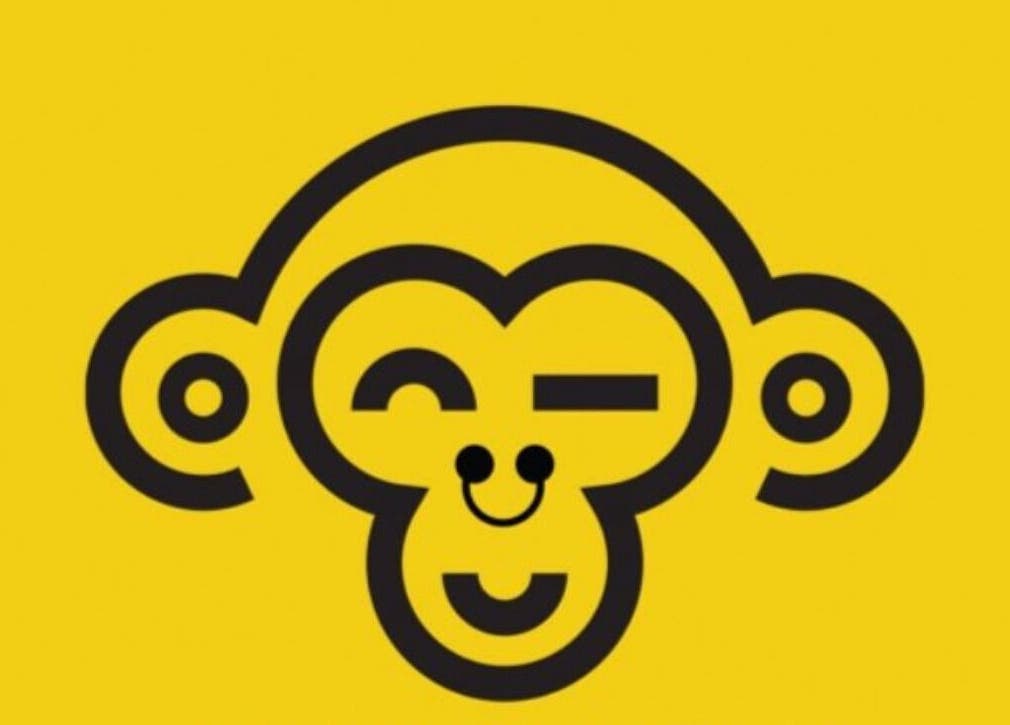 Cheerful monkey logo for Monkey Piercing in Salmiya, Hawalli Governorate, KW, on vibrant yellow background.