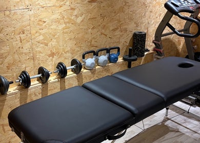 Massage table and fitness equipment at Everything Rehab in Northampton, England, GB.