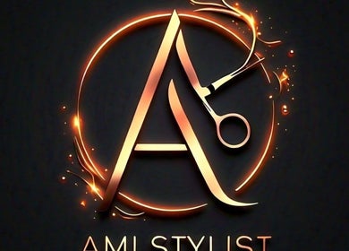 Elegant Ami Stylist logo with scissors in Portmore, St. Catherine Parish, JM.