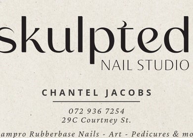 Logo of Skulpted Nail Studio in George, Western Cape, ZA showcasing contact details and services.
