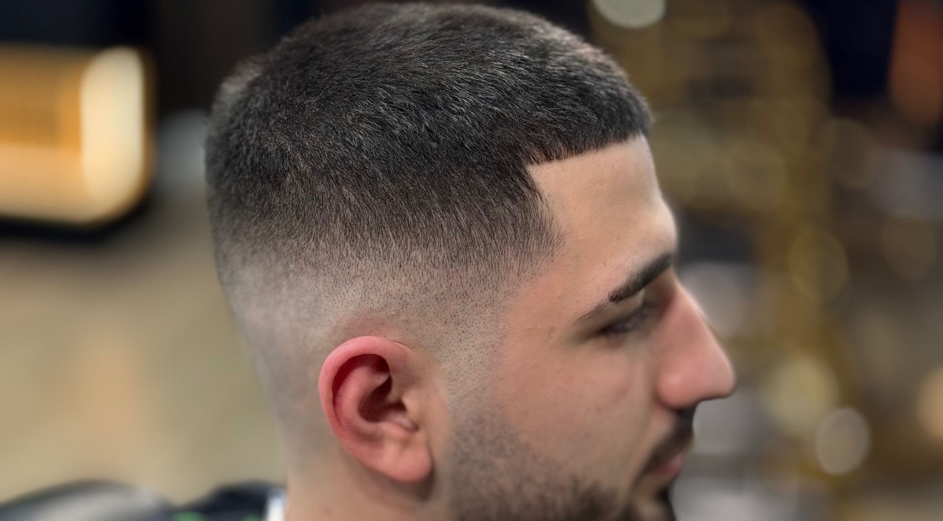 Close-up of a fresh fade haircut at Probarber in Mississauga, Ontario, CA, showcasing the precision styling.
