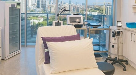 Relaxing treatment room at Gold Coast Hair Transplant Centre, Southport, Queensland, AU with city view.