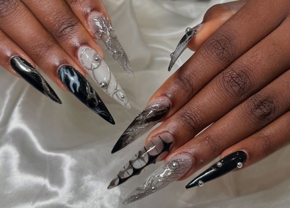 Chic black and white nail art at The Nail And Beauty Lounge, North Adelaide, South Australia, AU.