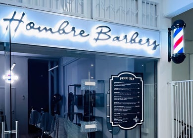 Hombre Barbers (Bishan) entrance showcasing modern design in Singapore, Singapore, SG.