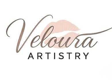 Veloura Artistry logo with lip design in Flinders, New South Wales, AU.