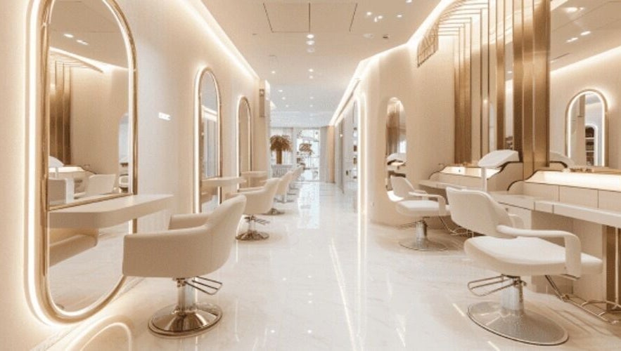 Elegant interior of ND SALON in Pimpri-Chinchwad, Pune, Maharashtra, IN featuring sleek white decor.