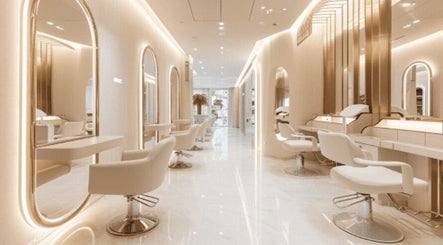 Elegant interior of ND SALON at Pimpri-chinchwad, Pune, Maharashtra, IN with modern styling chairs and mirrors.