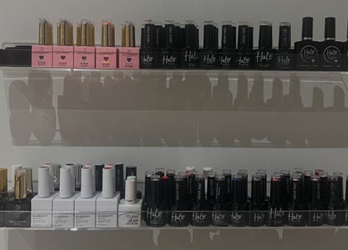 Nail polish collection at Babylon, Ballaugh, England, GB featuring vibrant colors and premium brands.