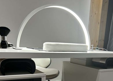 Sleek nail station with modern tools at Glossed By Francesca, Luton, England, GB.