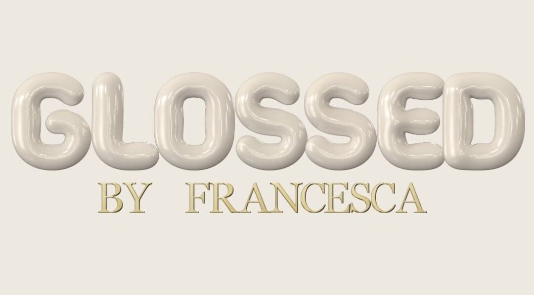 Glossed By Francesca logo in elegant glossy letters, Luton, England, GB.