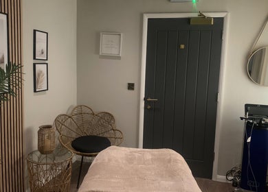 Calming treatment room at Repton Revive, Repton, England, GB, with relaxing decor and soothing ambiance.