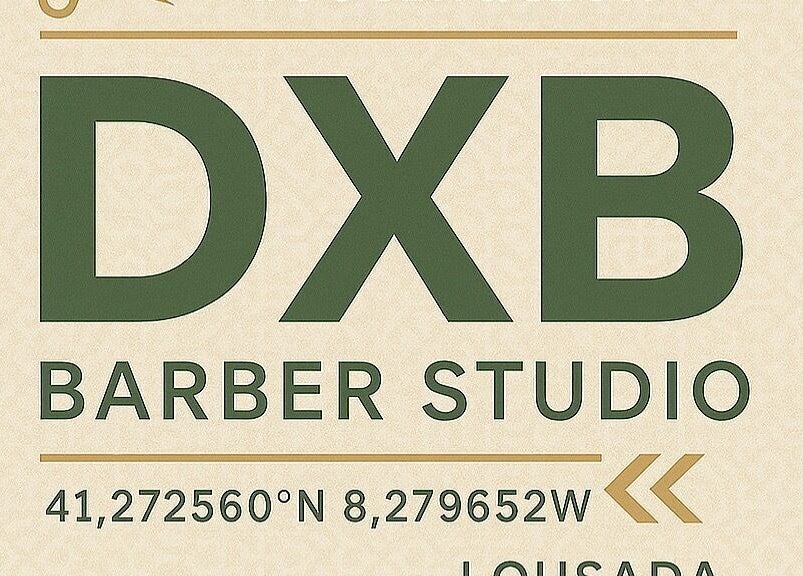 Dxb Barber Studio logo with coordinates, located in Lousada, Porto, PT.