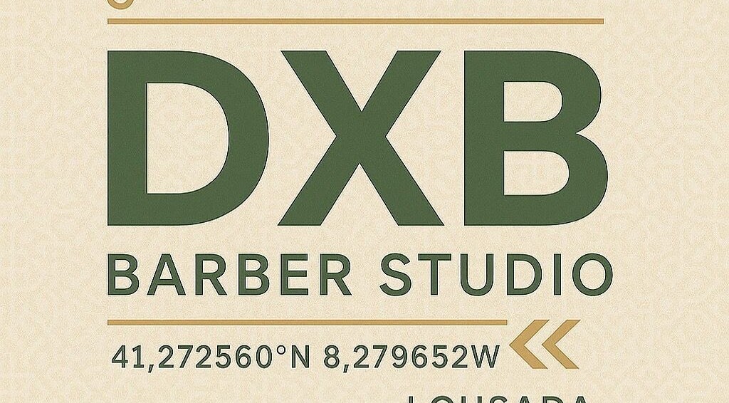 Dxb Barber Studio logo with coordinates, located in Lousada, Porto, PT.
