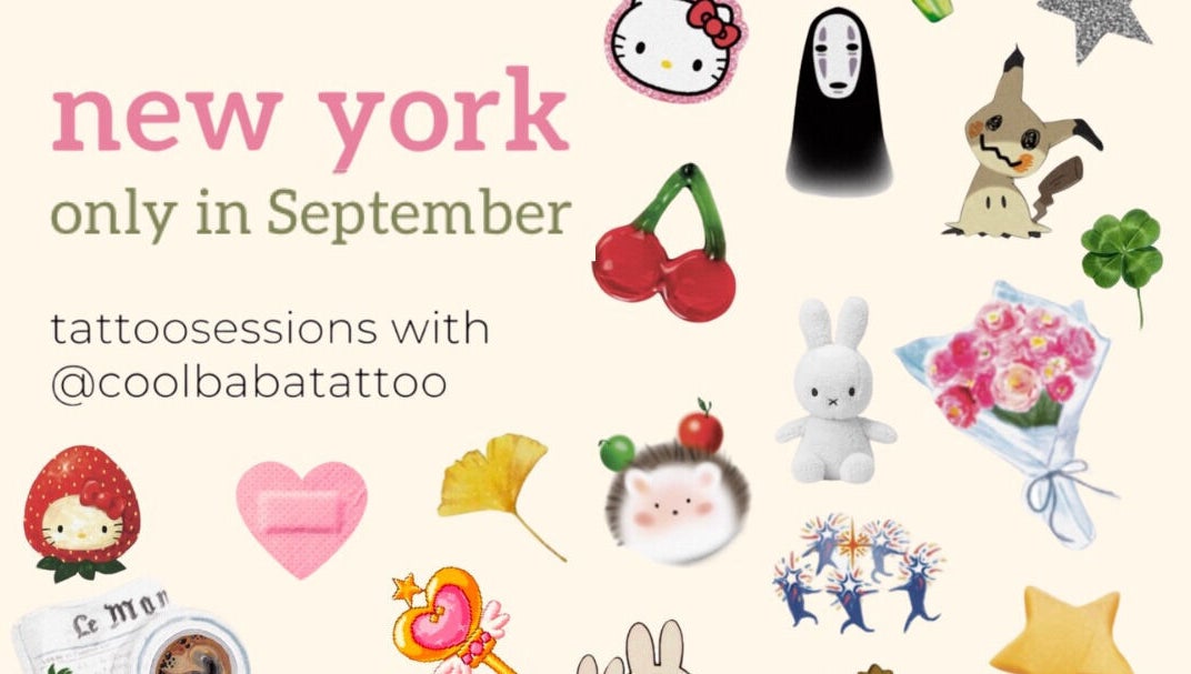 Colorful tattoo-themed illustration for Coolbabatattoo sessions in New York, US, this September.