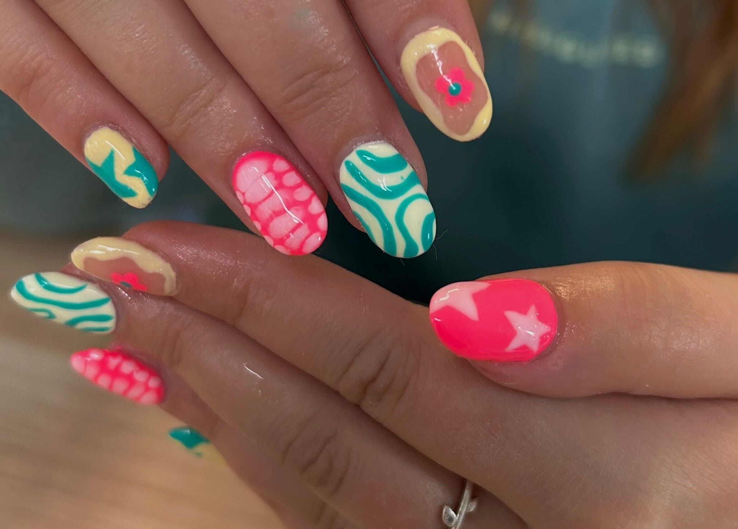 Colorful nail art at Nails By Katie in Coleraine, Northern Ireland, GB highlights creativity and style.