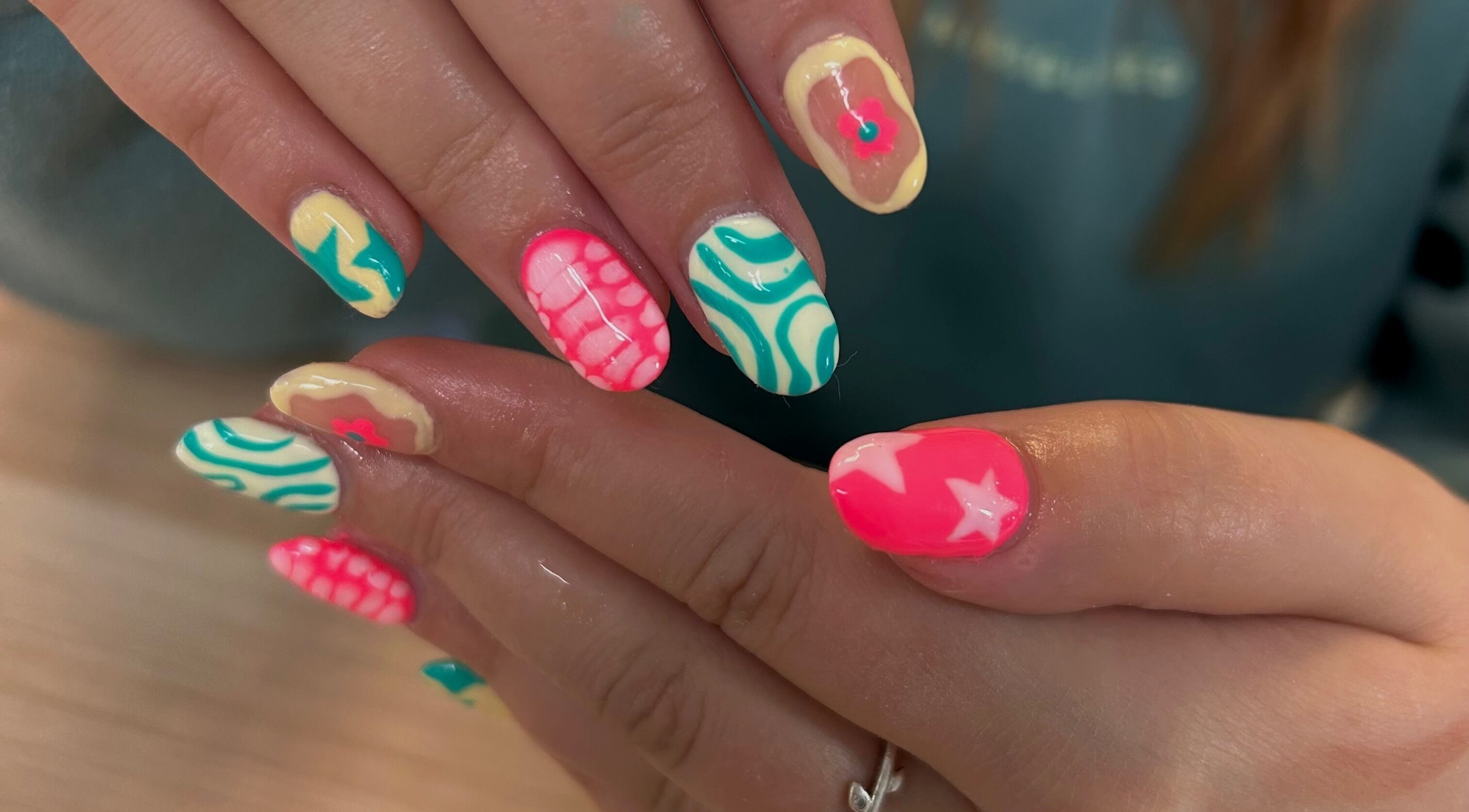 Colorful nail art at Nails By Katie in Coleraine, Northern Ireland, GB highlights creativity and style.