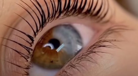 Nahaufnahme eines Auges mit langen Wimpern, gepflegt bei OnutzaBeauty-Homestudio in Ingolstadt, Bayern, DE.