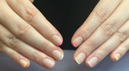 Colorful French nails at The Harrogate Nail Artist, located in Harrogate, England, GB.