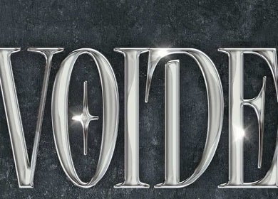 Gleaming metallic VOIDE sign at VOIDE nail studio, Richmond, British Columbia, CA.
