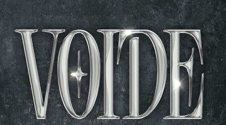 Gleaming metallic VOIDE sign at VOIDE nail studio, Richmond, British Columbia, CA.