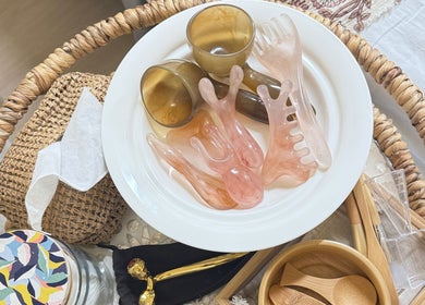 Luxury spa tools at Moonme Spa, Newport Beach, California, US, offering a serene wellness experience.