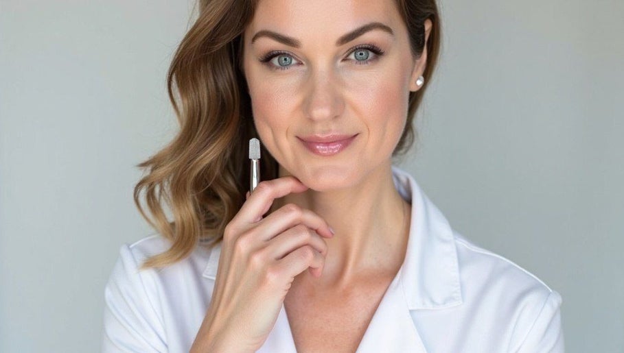 Expert at Velvet Line in London, England, GB, holding a beauty tool, showcasing elegance and professionalism.