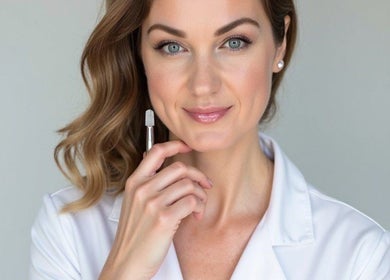 Expert at Velvet Line in London, England, GB, holding a beauty tool, showcasing elegance and professionalism.