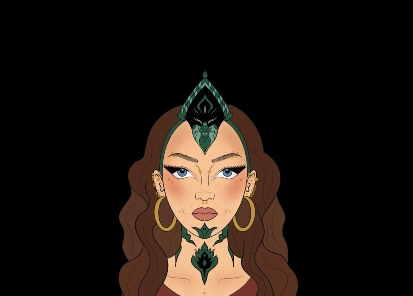 Illustration artistique d'une femme ornée. Baume de Lucine, Besançon, Bourgogne-franche-comté, FR.