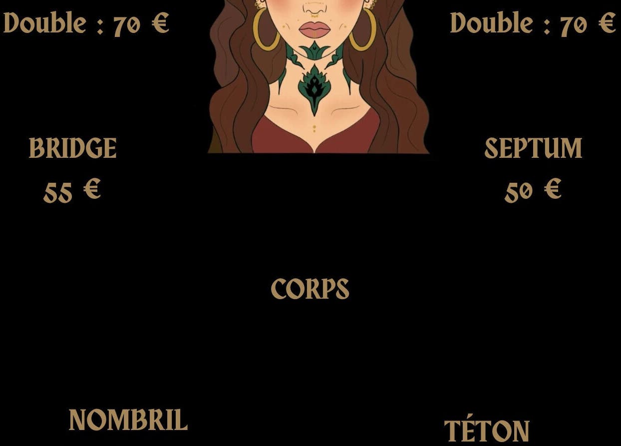 Liste des tarifs de piercings à Baume de Lucine, Besançon, Bourgogne-franche-comté, FR.