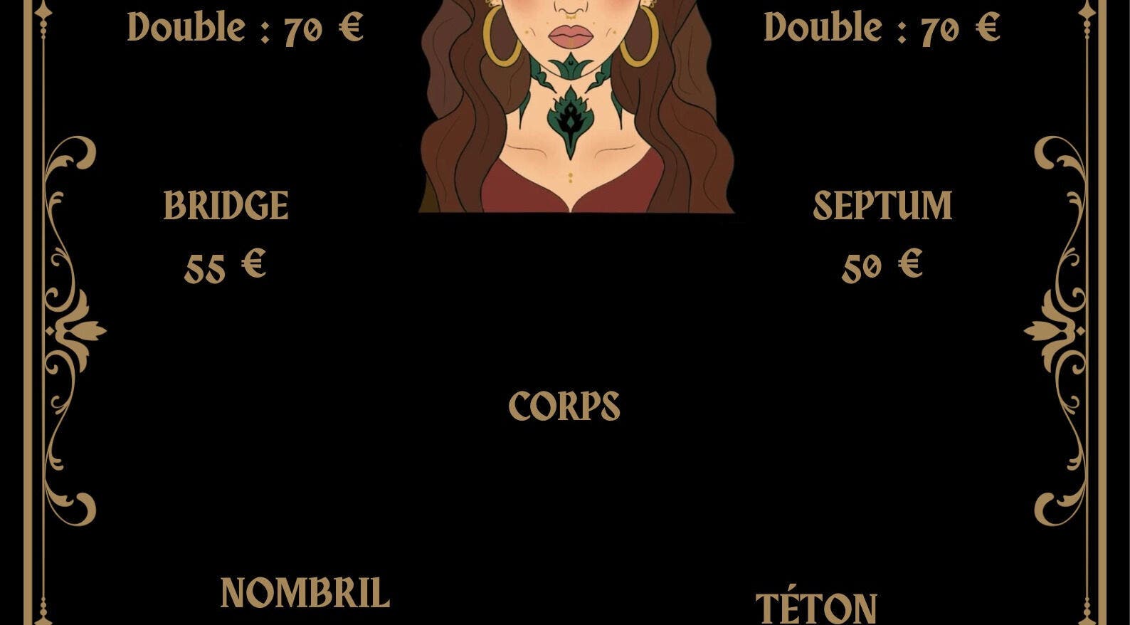 Liste des tarifs de piercings à Baume de Lucine, Besançon, Bourgogne-franche-comté, FR.