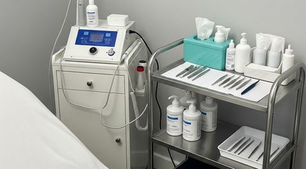 Electrolysis equipment at Byrd's Beauty Electrolysis in Euclid, Ohio, US, showcasing a sleek, modern spa setup.