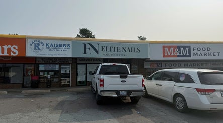 Front view of Elite Nails at Sackville Plaza, Lower Sackville, Nova Scotia, CA showing store signage.