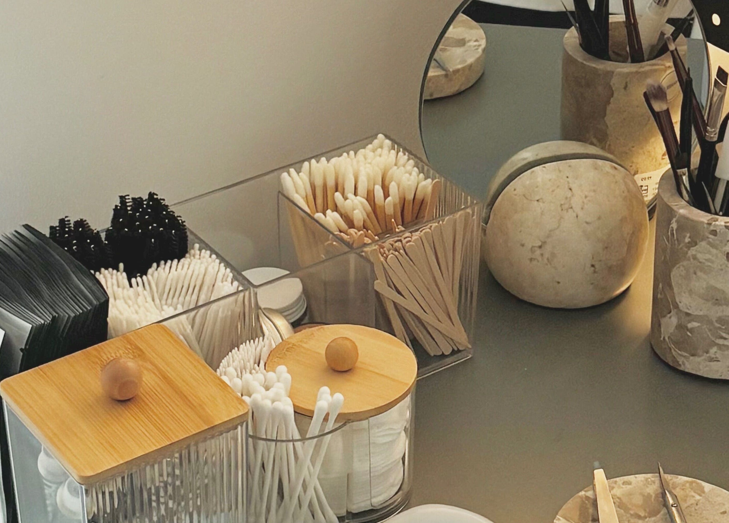 Elegant makeup tools and supplies at LAÙ Treatment Studio, Loughton, England, GB, enhance beauty sessions.