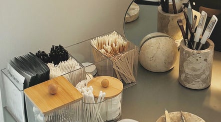 Elegant makeup tools and supplies at LAÙ Treatment Studio, Loughton, England, GB, enhance beauty sessions.
