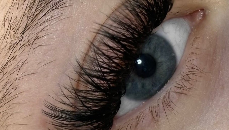 Close-up of eye with luscious lashes at Lashed by Hannah, Redruth, England, GB.