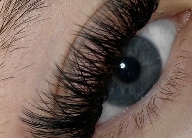 Close-up of eye with luscious lashes at Lashed by Hannah, Redruth, England, GB.
