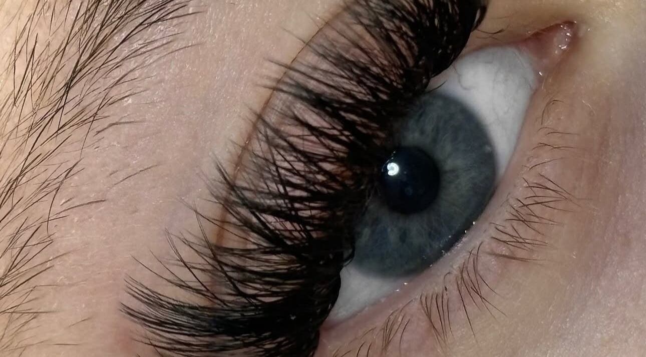 Close-up of eye with luscious lashes at Lashed by Hannah, Redruth, England, GB.