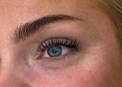 Close-up of styled eyelashes at Lashed by Hannah, Redruth, England, GB.