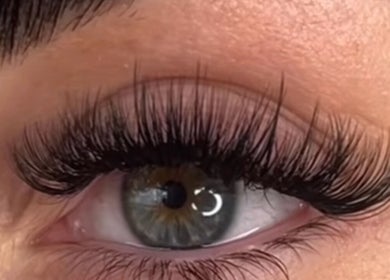 Close-up of lush eyelash extensions at Lashed by Hannah, Redruth, England, GB.