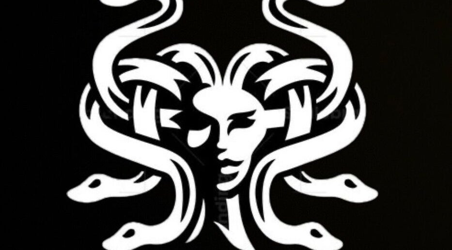 Лого на Barber studio Medusa the Gorgon в Пловдив, Пловдив, BG с изображение на Медуза.