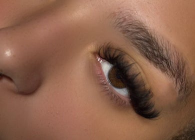 Close-up of eyelash extensions at Bratz Beauty in Ossett, England, GB