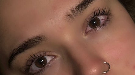 Close-up of beautifully groomed eyebrows and eyelashes at Bratz Beauty, Ossett, England, GB.