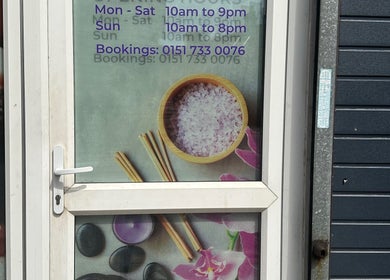 Entrance to Saehgjan Spa Traditional Thai Massage in Liverpool with relaxing decor visuals.