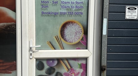 Entrance to Saehgjan Spa Traditional Thai Massage in Liverpool with relaxing decor visuals.