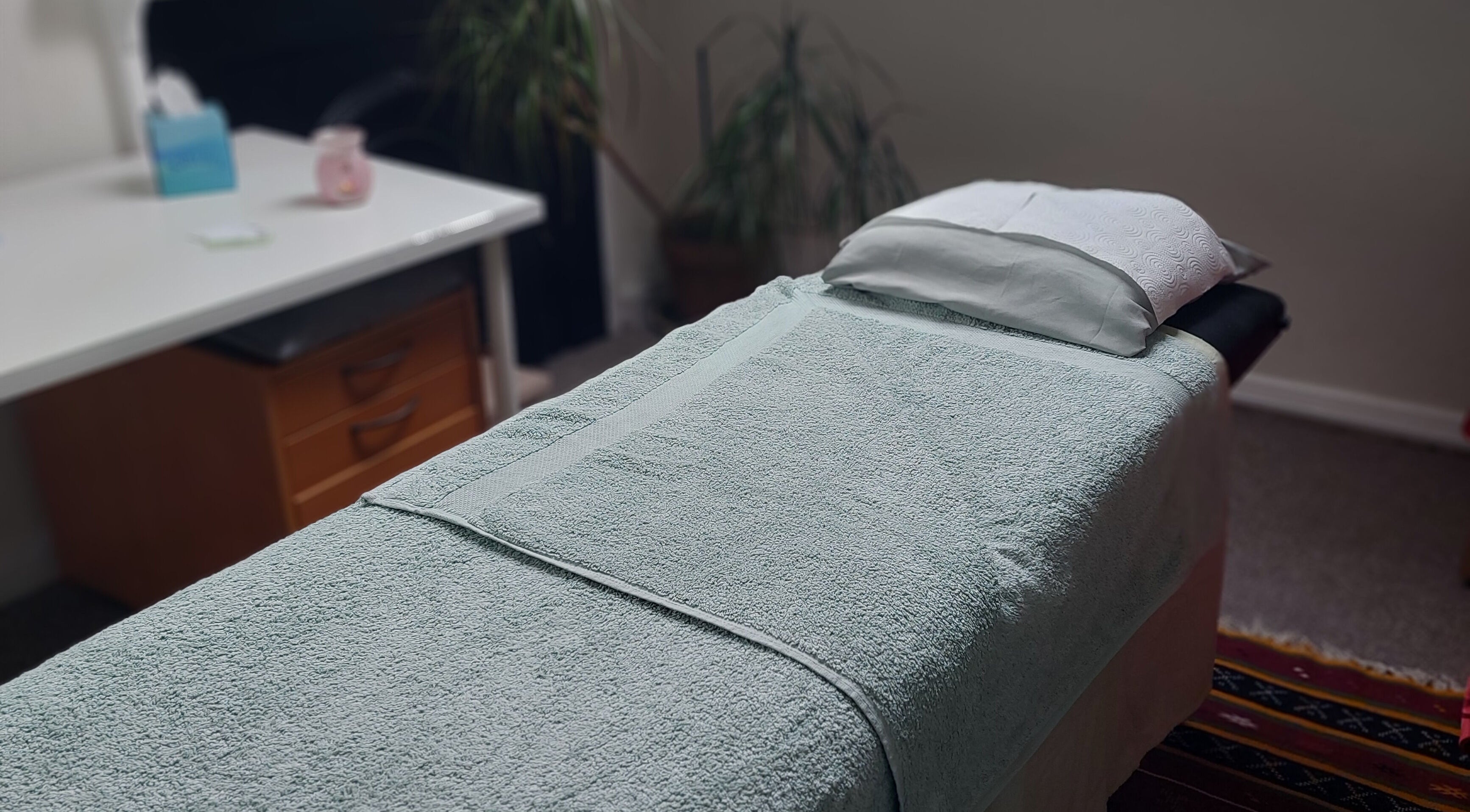 Relaxing massage table at City Zen Sanctuary, Edinburgh, Scotland, GB, inviting for tranquil spa experiences.