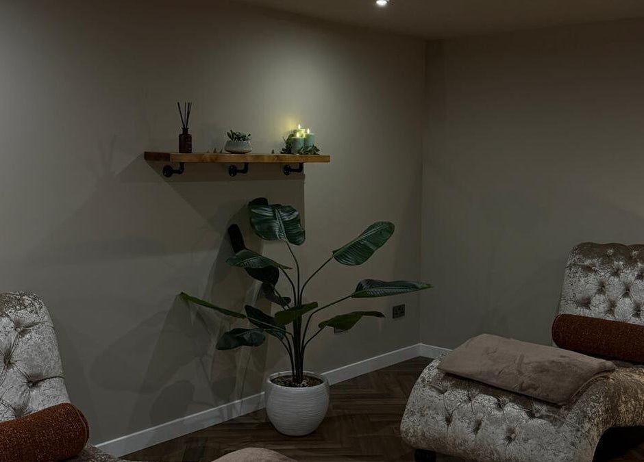 Luxurious lounge chairs at Croftpark House Spa, Airdrie, Scotland, GB create a serene relaxation space.