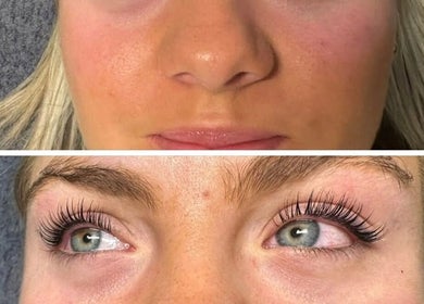 Before and after eyelash lift at Bella Beauty & Nails, Banbridge, Northern Ireland, GB.