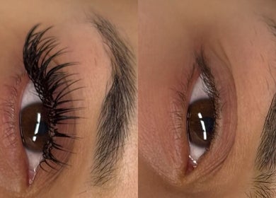 Eyelash extensions before and after at The Lux Studio, Villawood, New South Wales, AU.