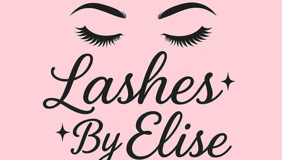 Logo of Lashes by Elise, featuring stylized eyelashes and text on pink, located in Sleaford, England, GB.